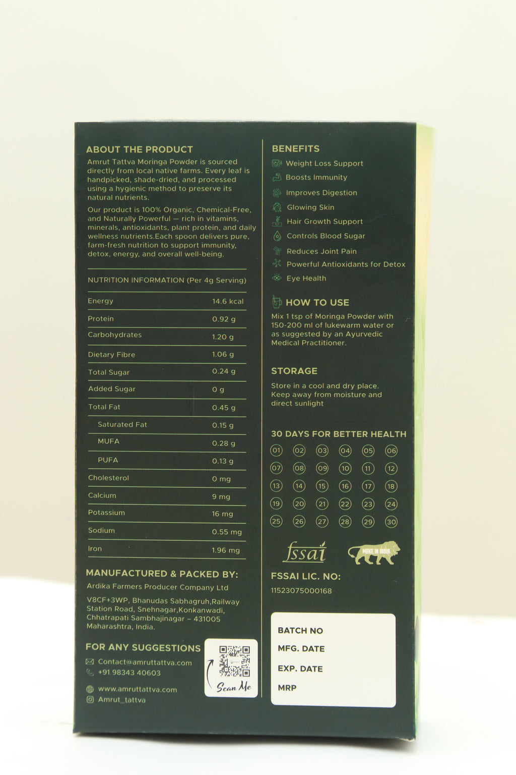 Amrut Tattva Moringa Powder – 100% Organic | Premium Superfood | 100g