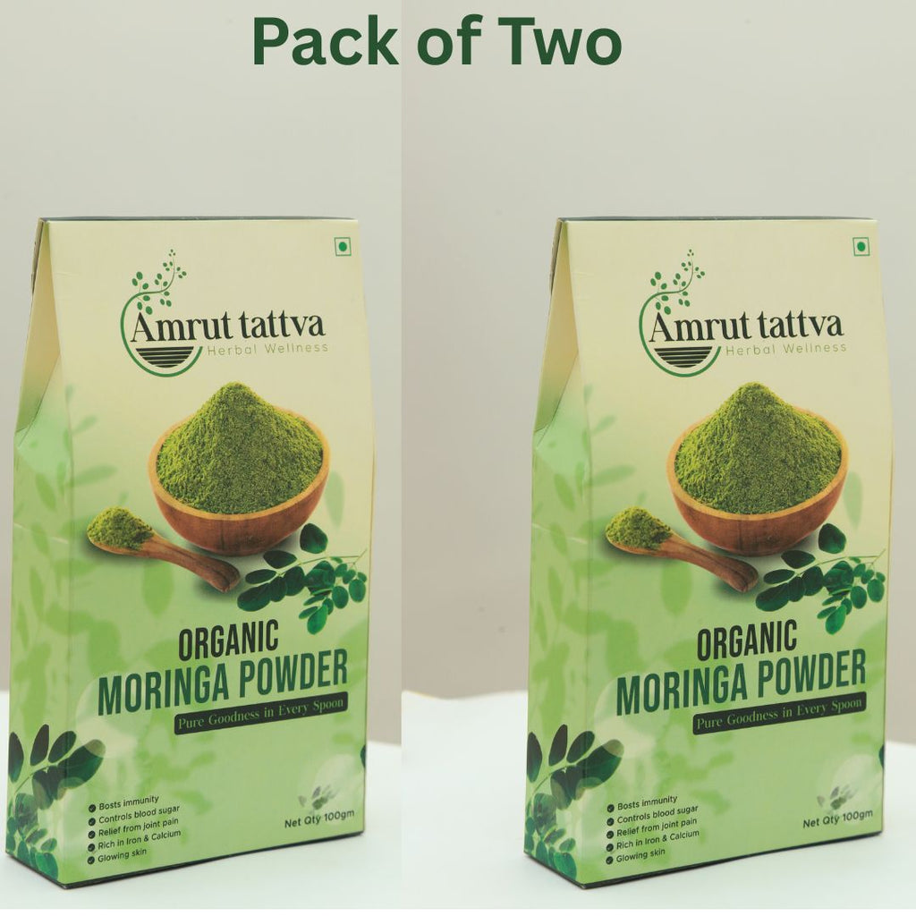 Pack of Two Amrut Tattva Moringa Powder – 100% Organic | Premium Superfood | 100g X 2