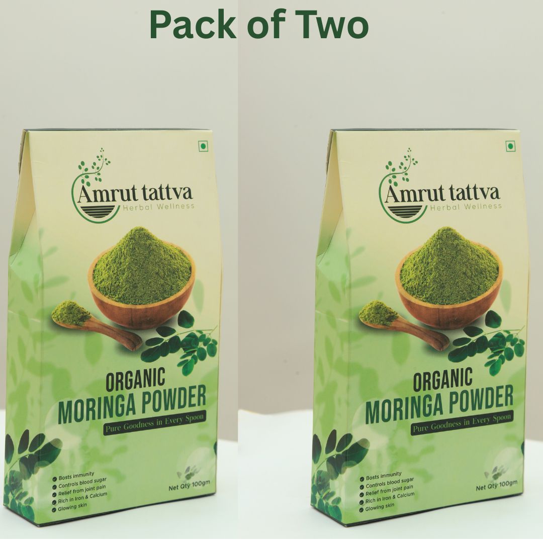 Pack of Two Amrut Tattva Moringa Powder – 100% Organic | Premium Superfood | 100g X 2