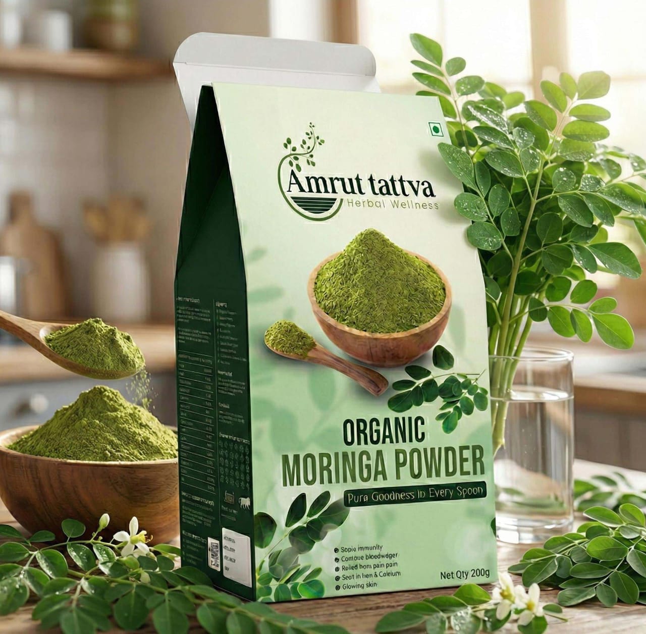 AmrutTattva Moringa Powder – 100% Organic | Premium Superfood | 100g